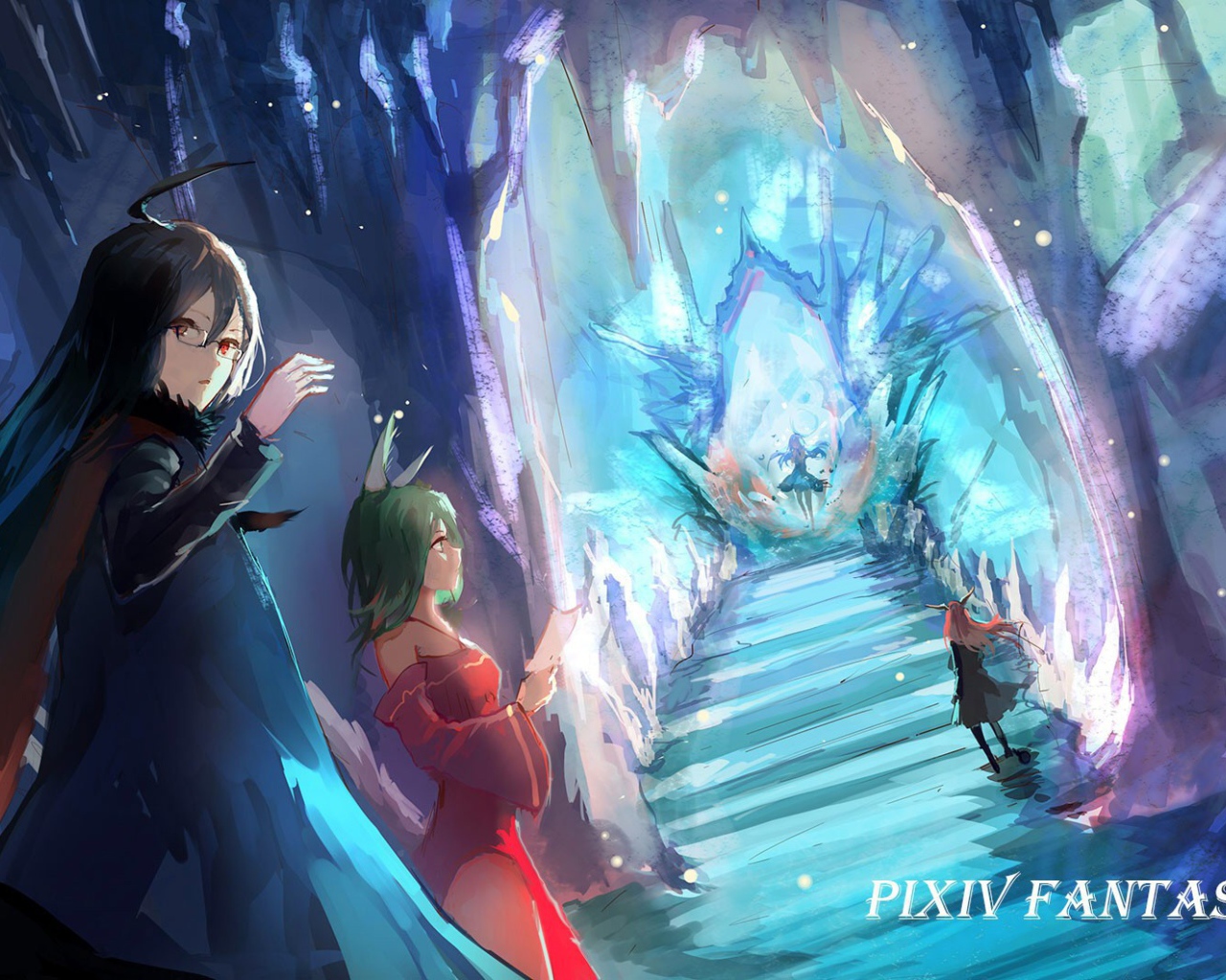 Голубой фентези мир аниме Pixiv Fantasia