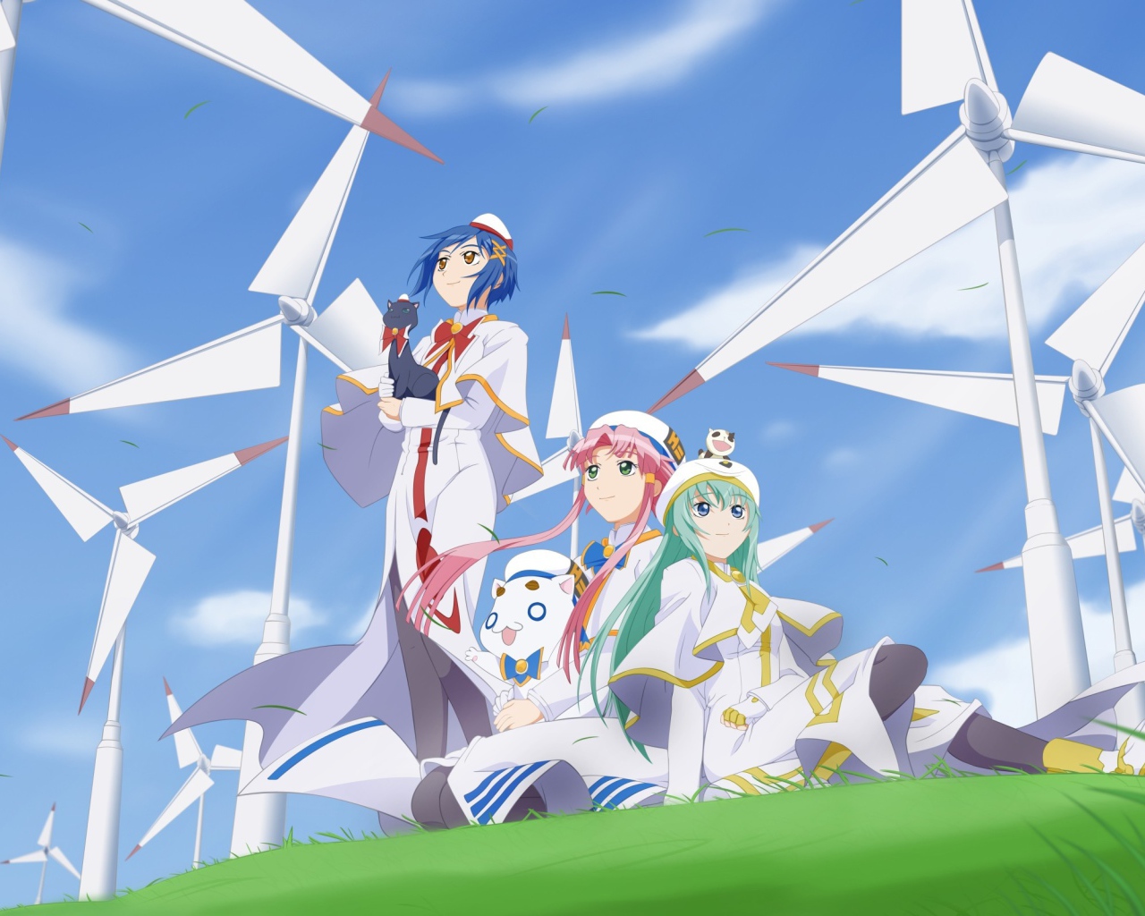 Персонажи аниме Ангельские ритмы среди ветряков