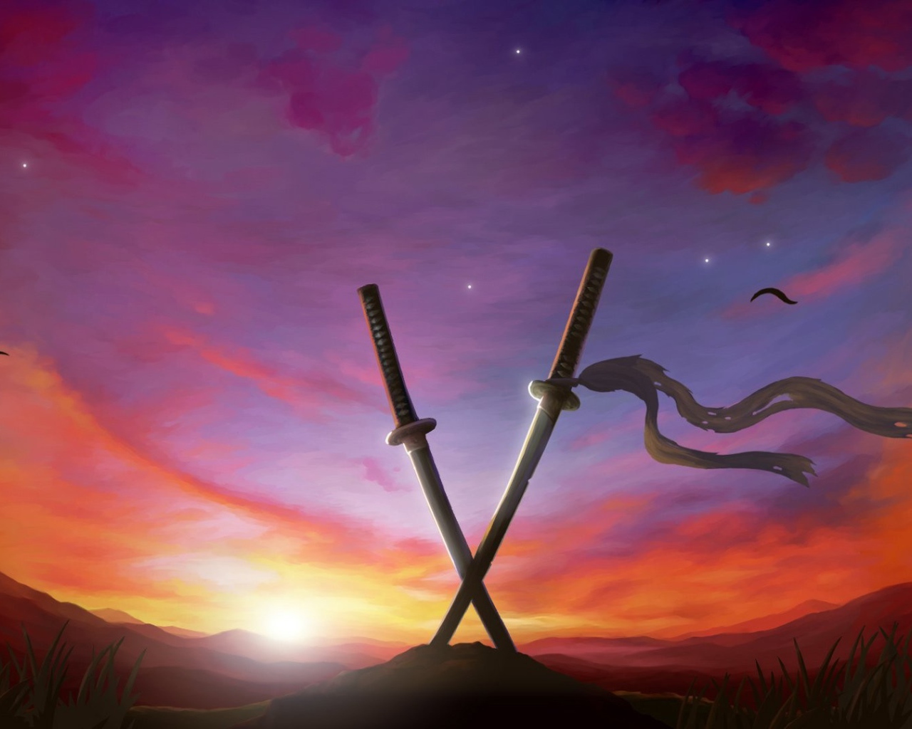Перекрещенные мечи воткнутые в землю