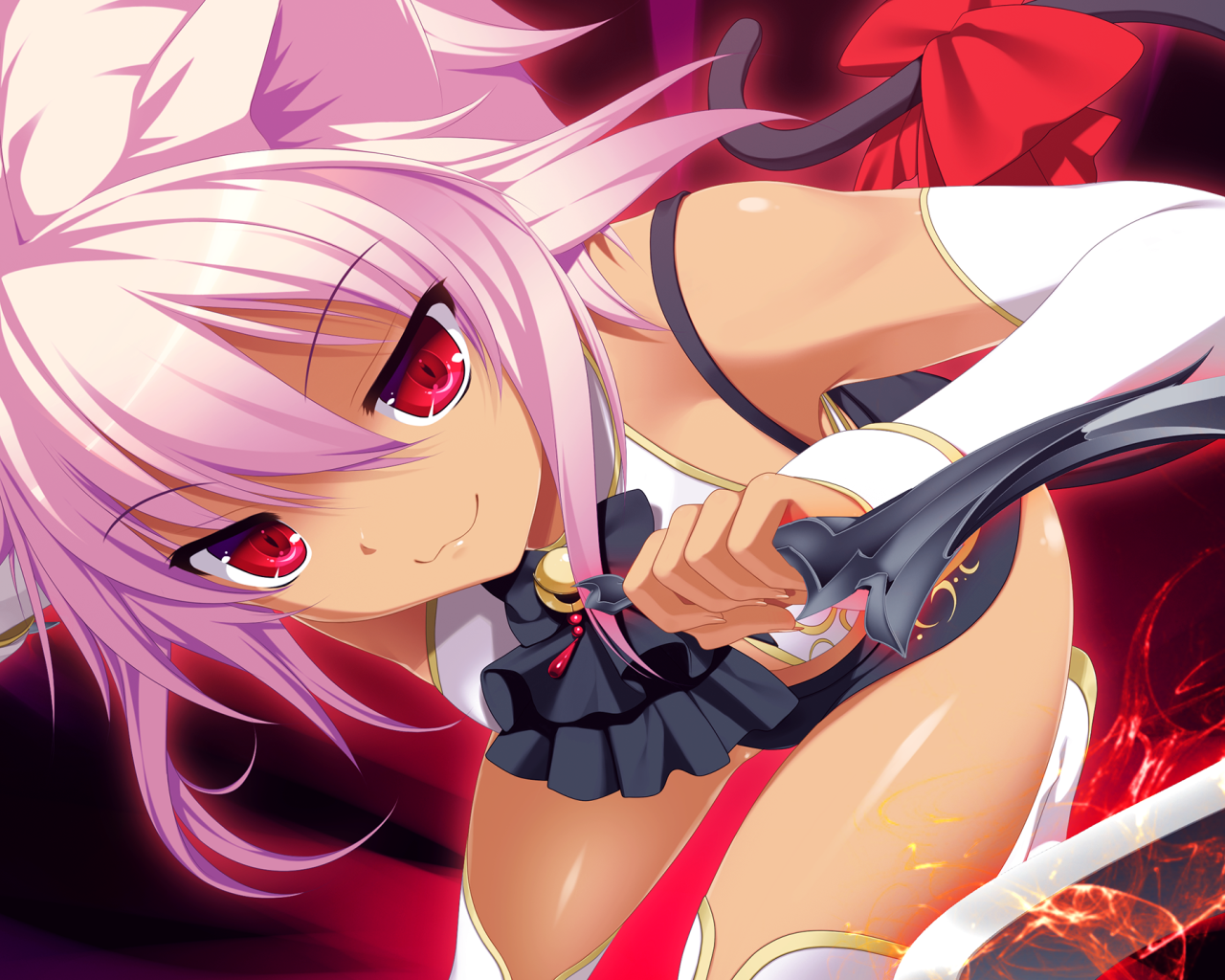 Злая девушка аниме с розовыми волосами