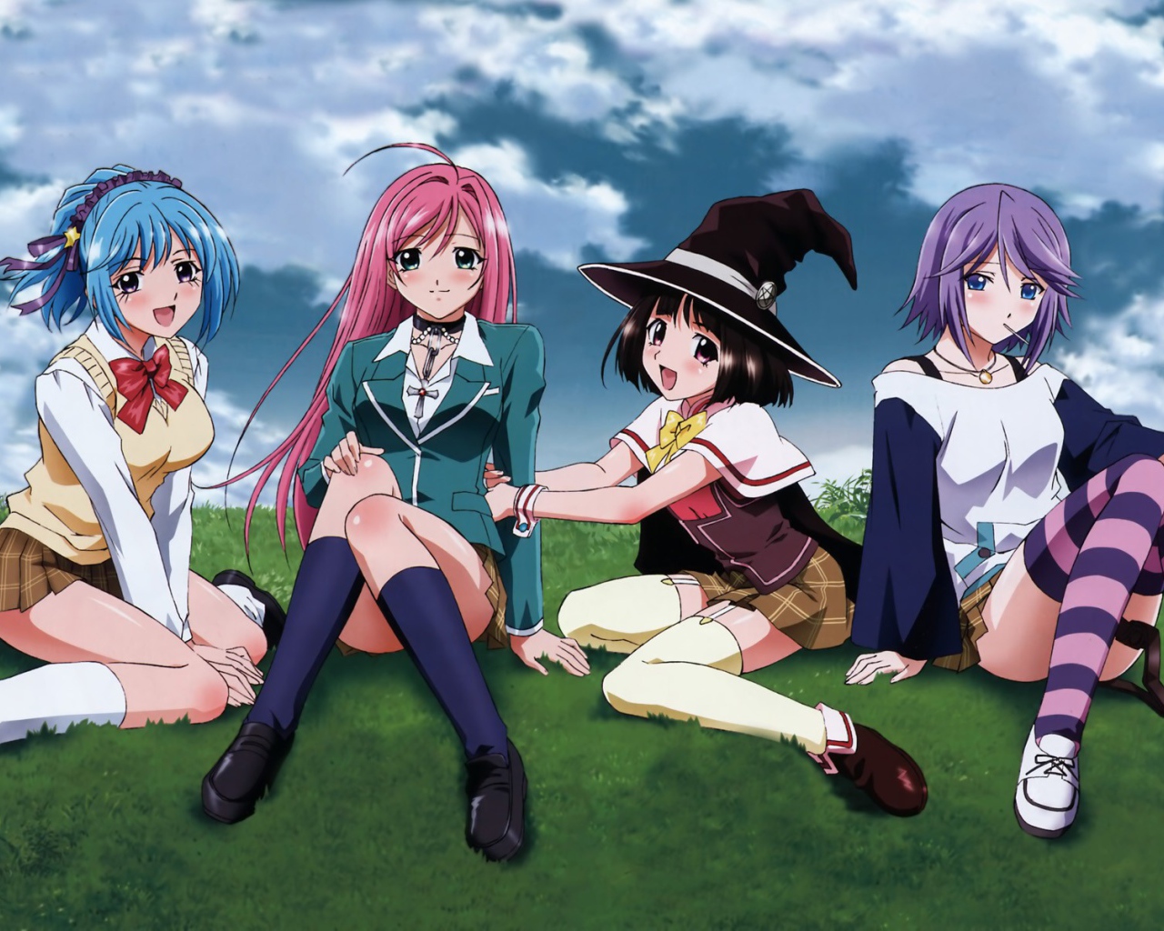 Девушки подружки в аниме Крестик + Вампир