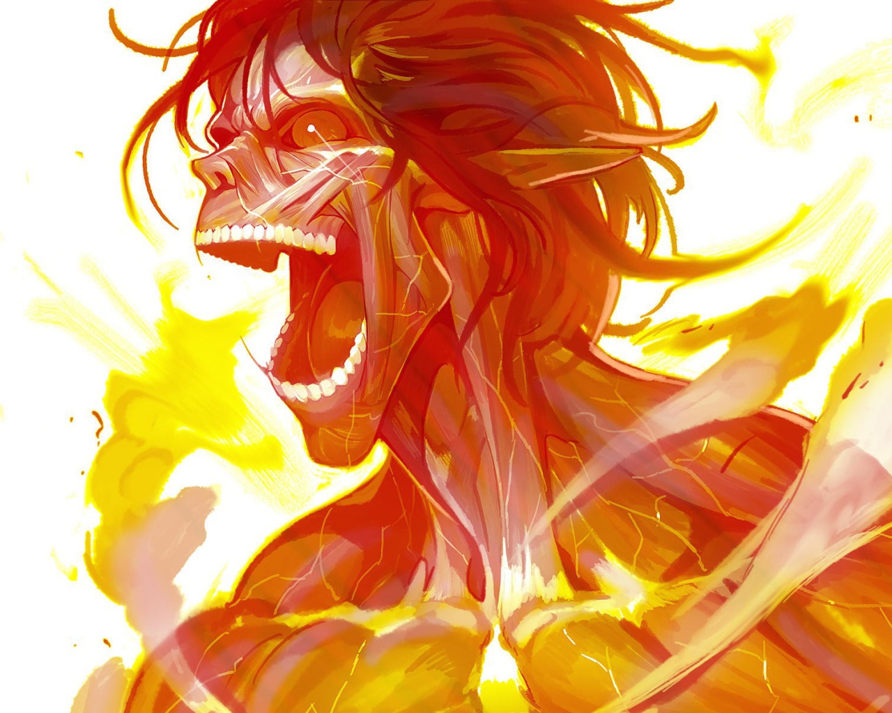 Огненный персонаж аниме Shingeki no Kyojin