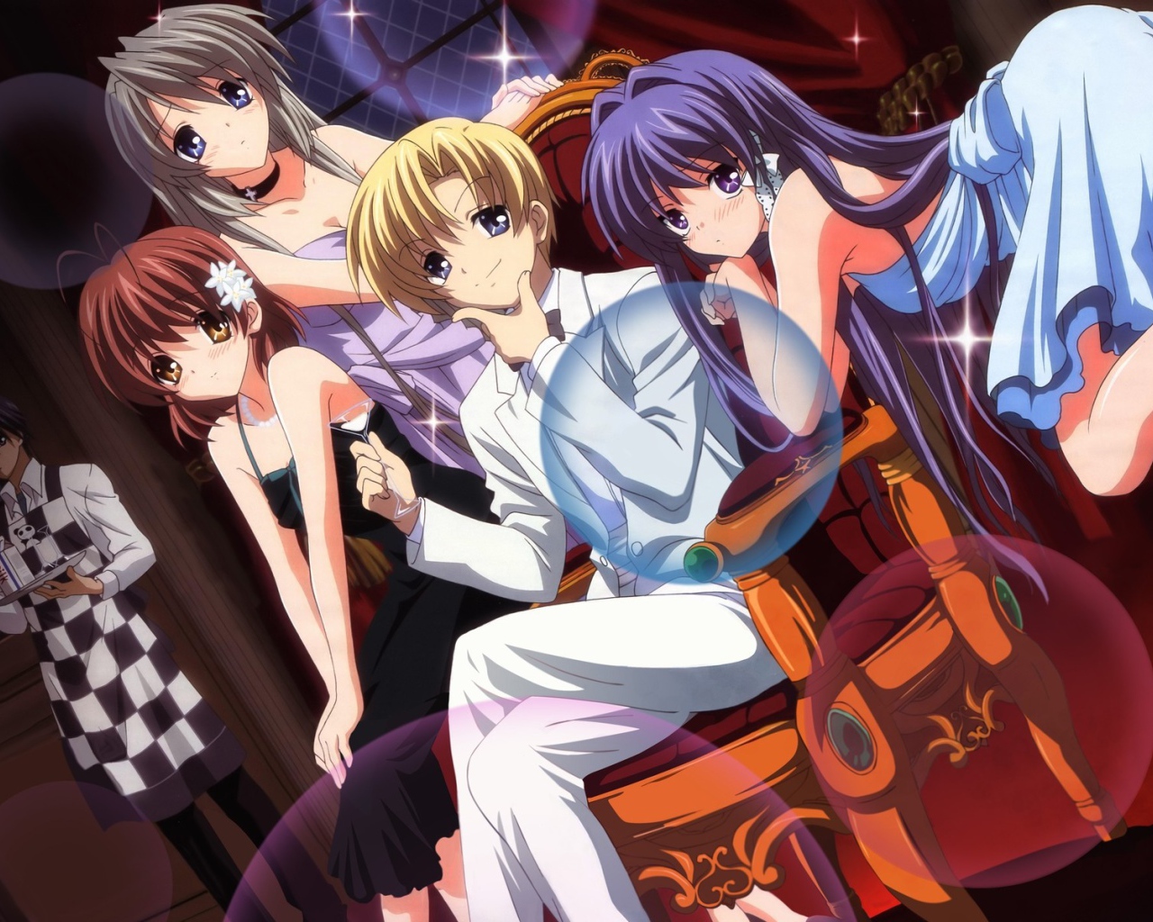 Друзья в кафе в аниме Кланнад