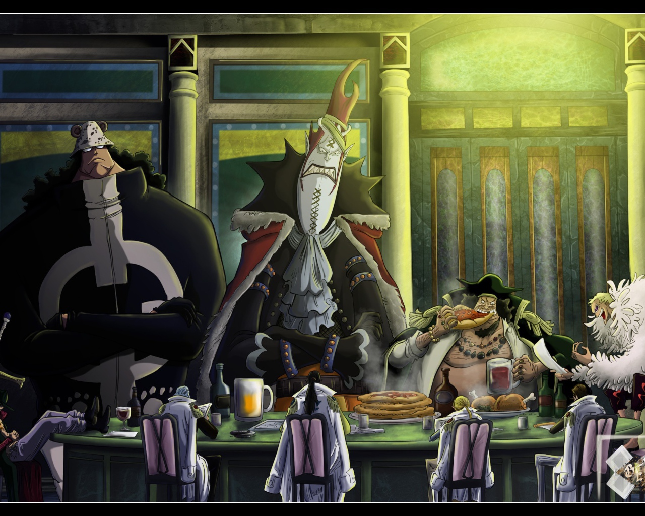 Великаны за столом в аниме Большой куш