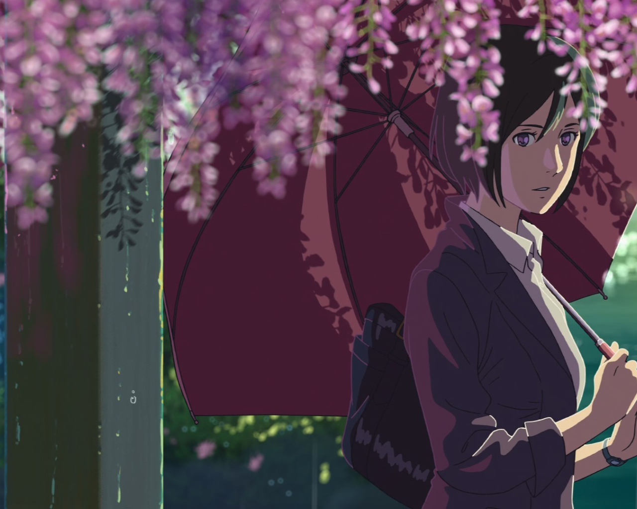 Девушка из аниме Сад изящных слов