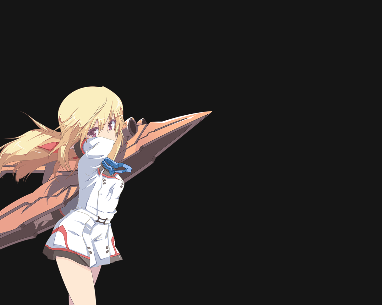 Девушка из аниме Необъятные Небеса на черном фоне