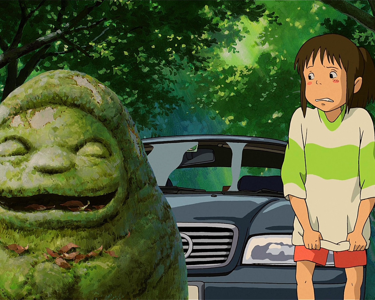 Девочка у идола в аниме Унесённые призраками