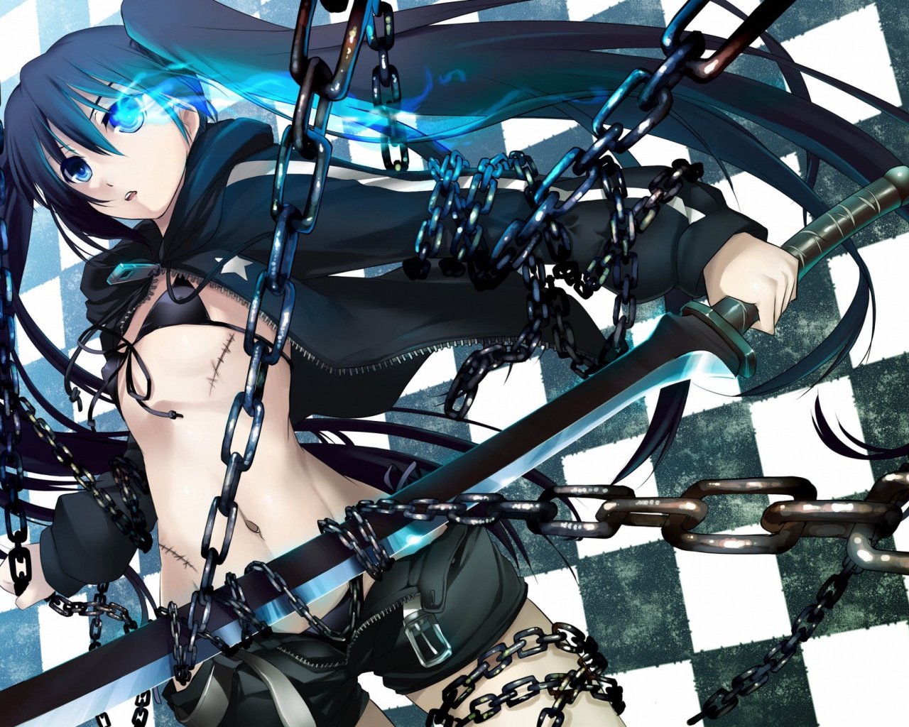 Девушка в цепях, аниме Black Rock Shooter