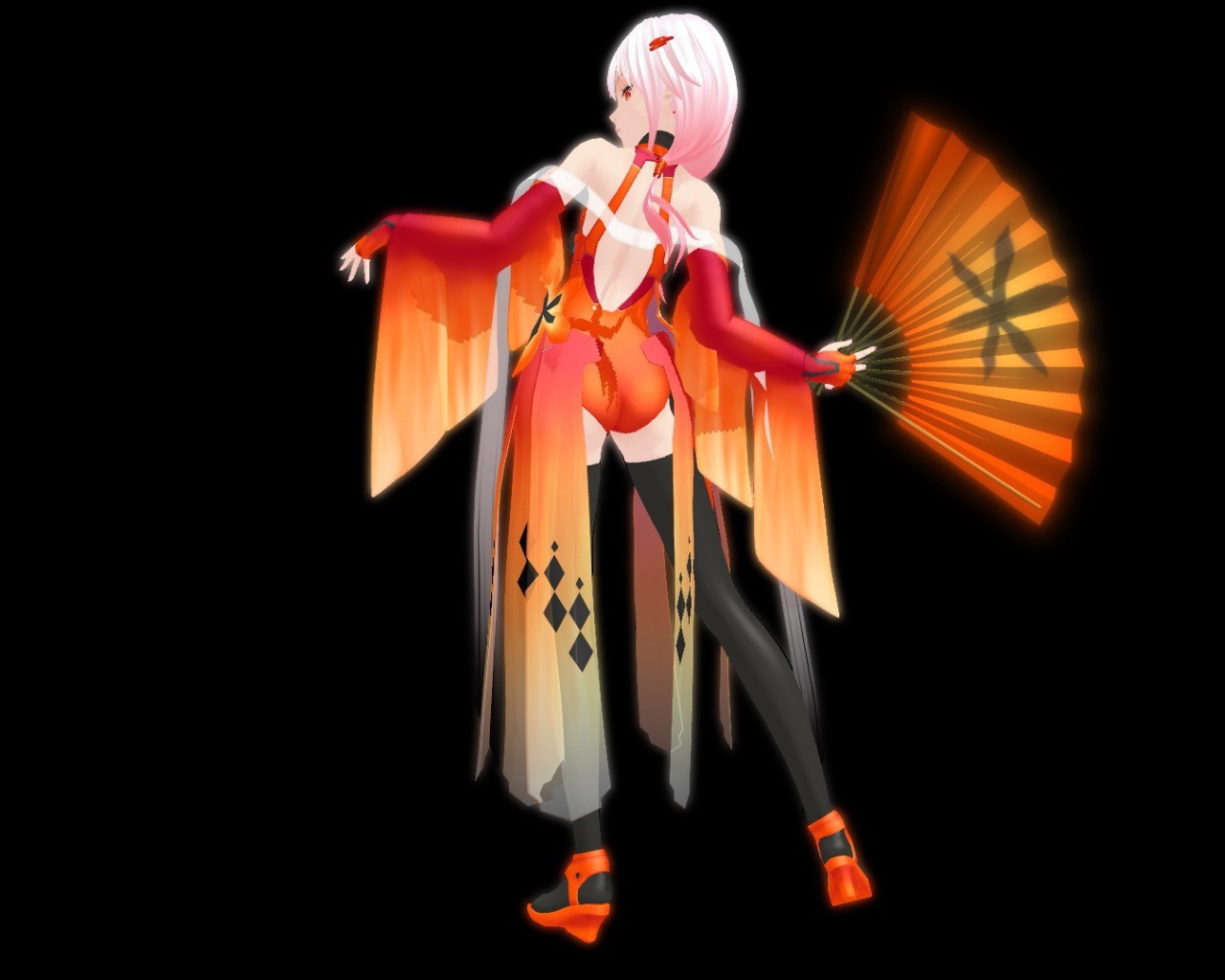 Девушка с веером в аниме Guilty Crown