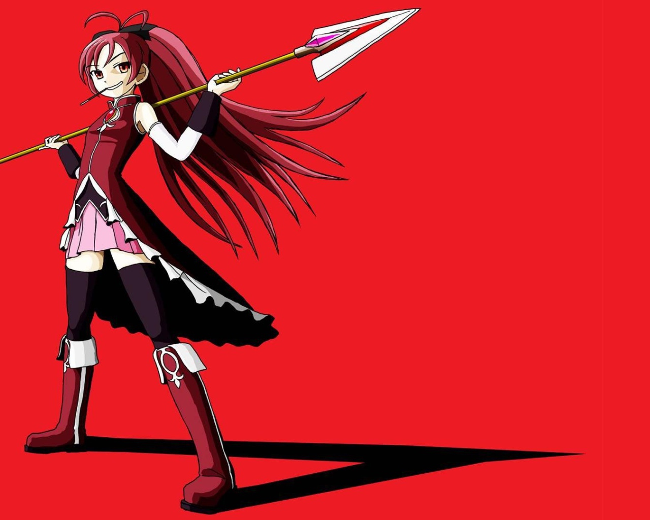 Девушка с копьем на красном фоне, Девочка-волшебница Мадока