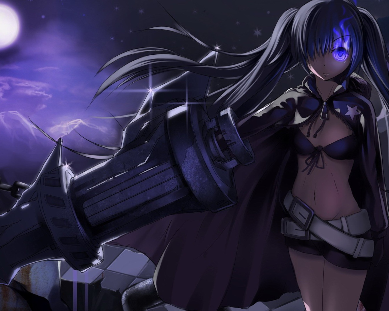 Девушка с большим оружием в аниме Black Rock Shooter