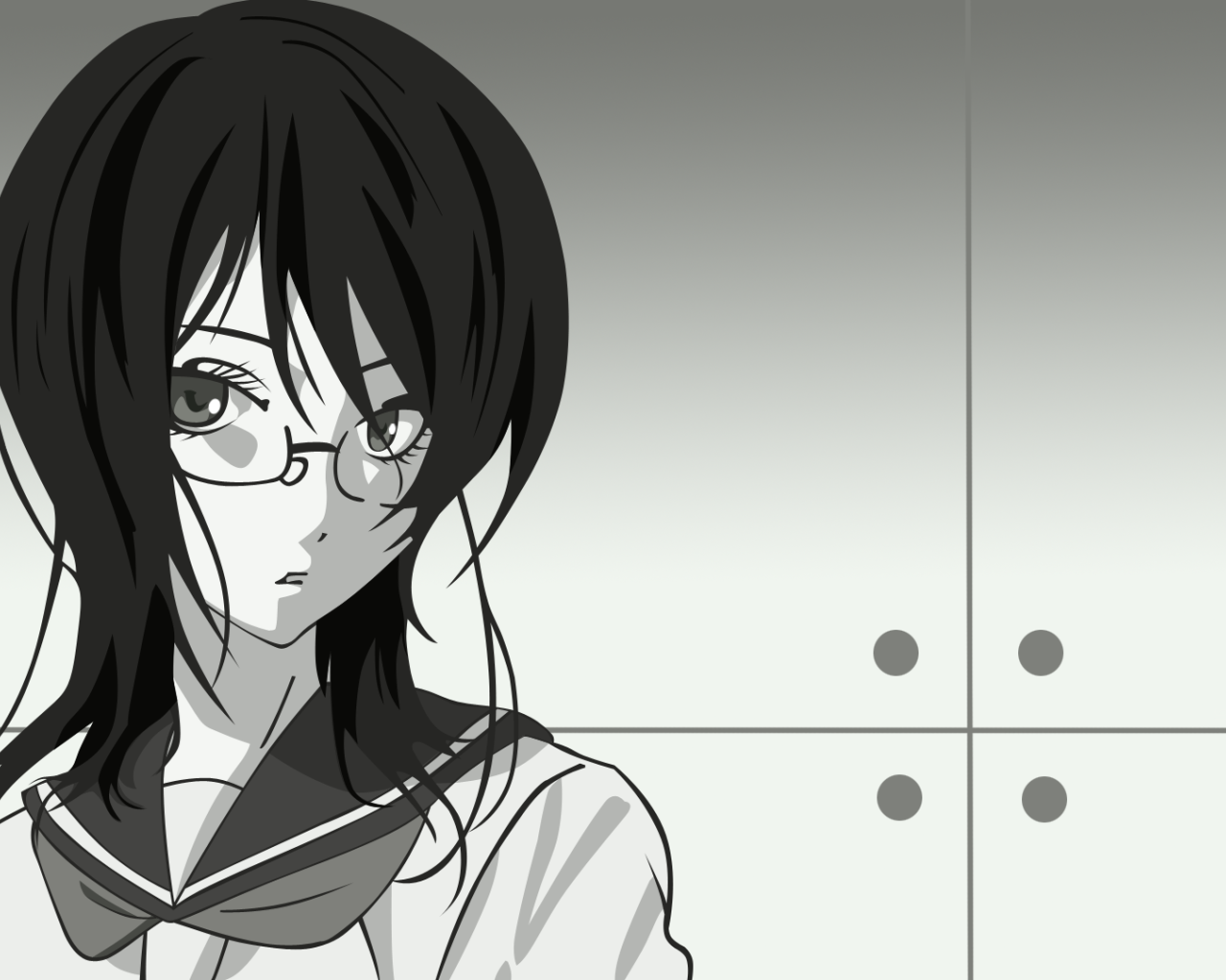 Девушка в очках в аниме Sayonara Zetsubou Sensei