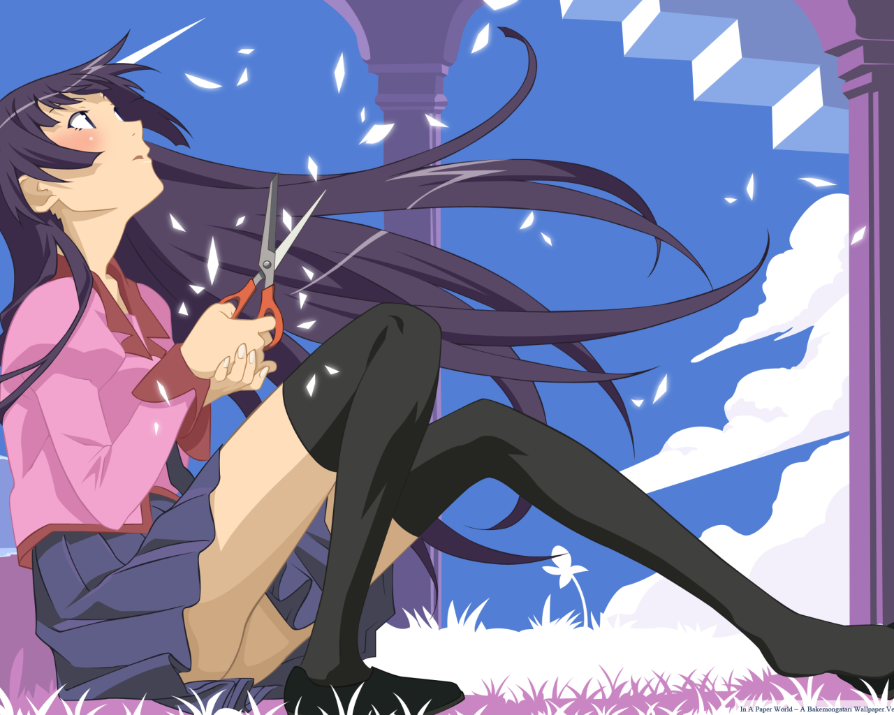 Девушка с ножницами в аниме Bakemonogatari