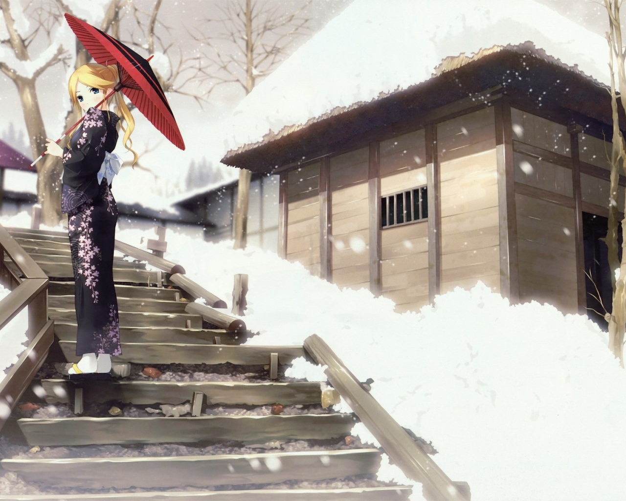 Девушка с зонтом в манге Sayonara Zetsubou Sensei