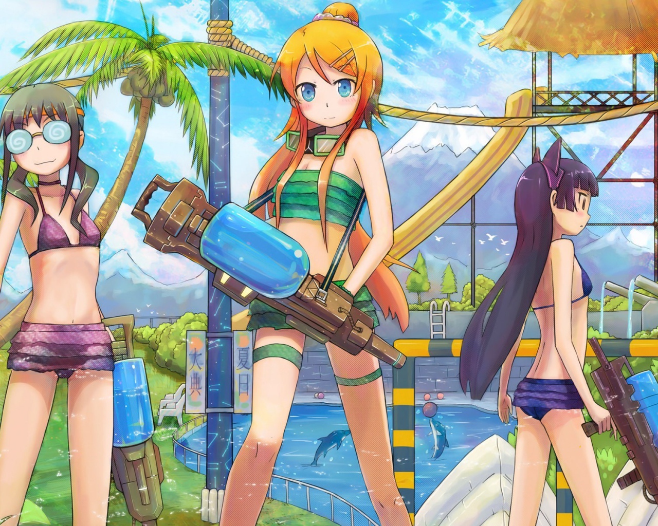 Девушки в аквапарке в аниме Моя сестренка не может быть такой милашкой