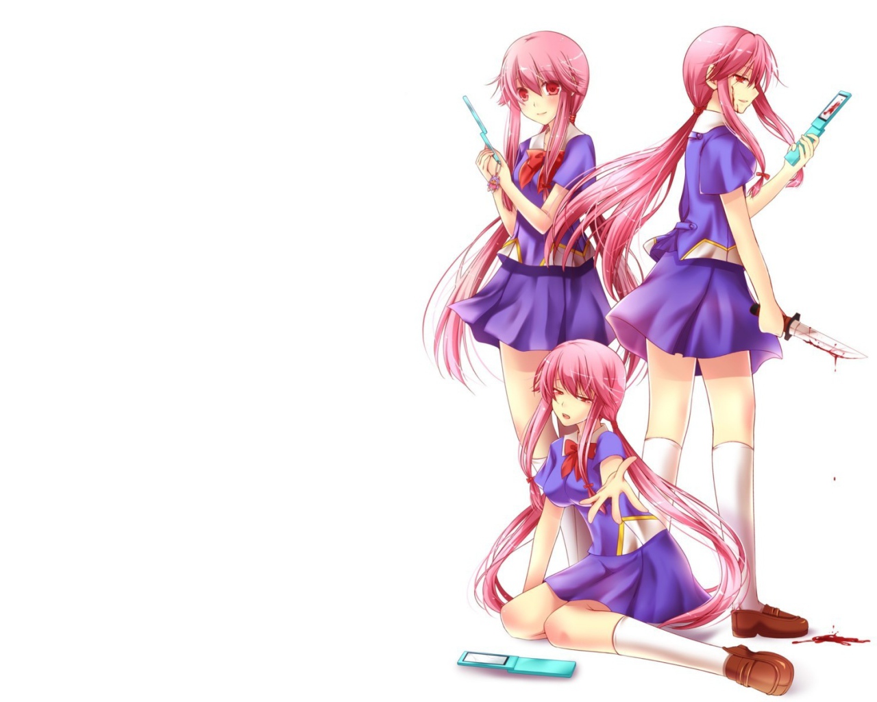 Девушки на белом фоне, аниме Яндере