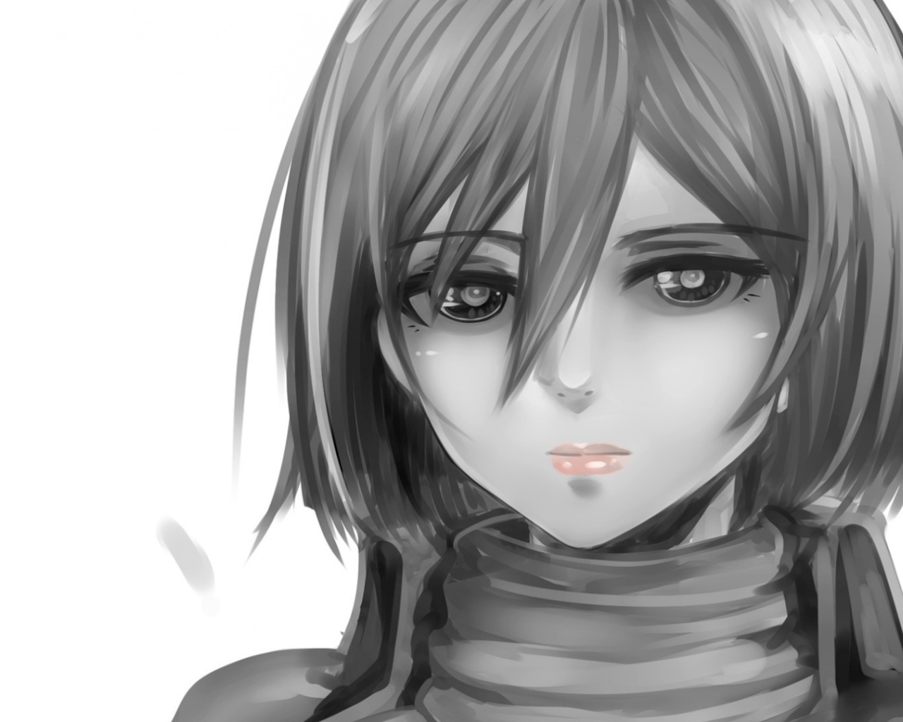 Серый рисунок девушки аниме Атака Титанов