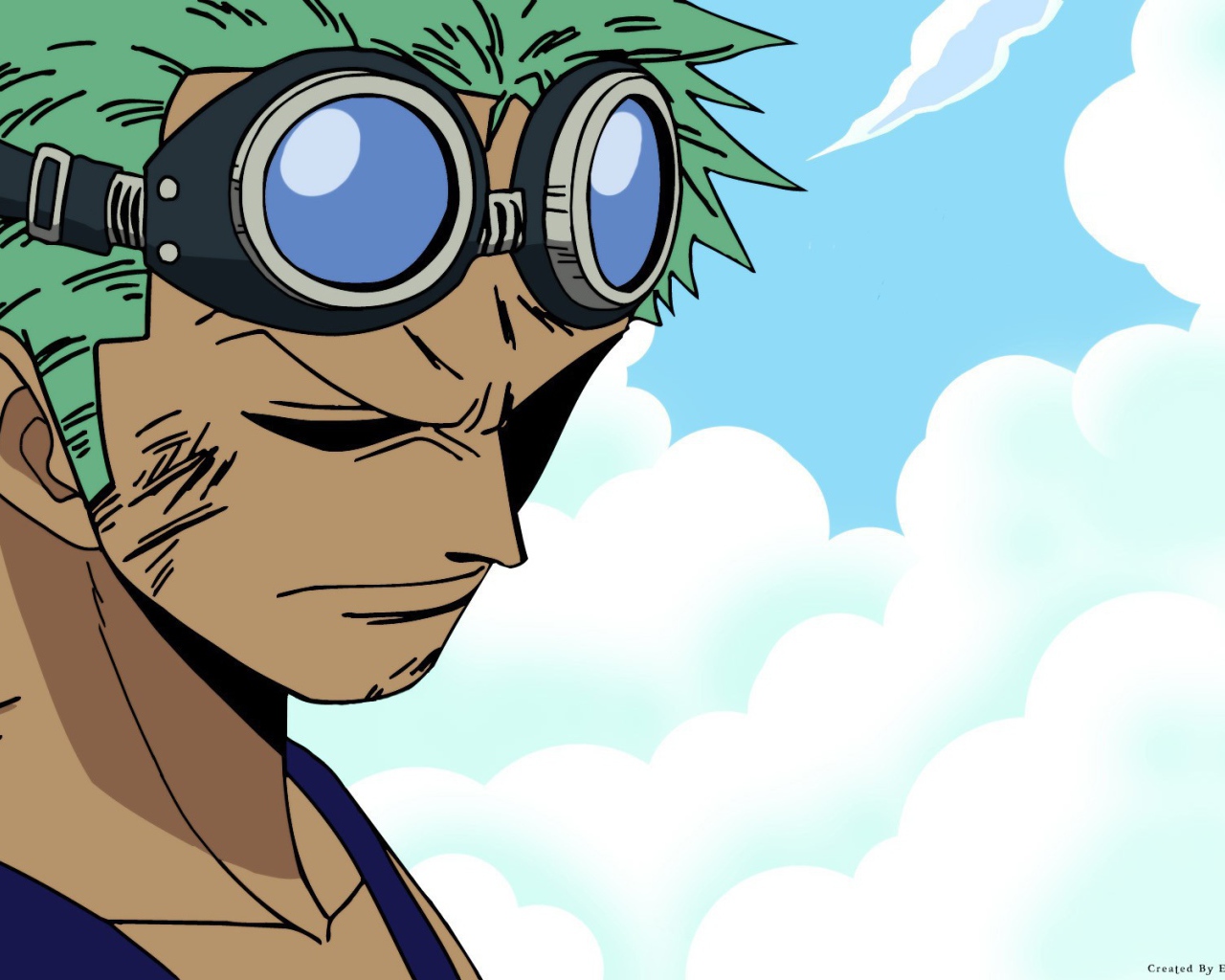 Зеленоволосый персонаж аниме Большой куш в очках