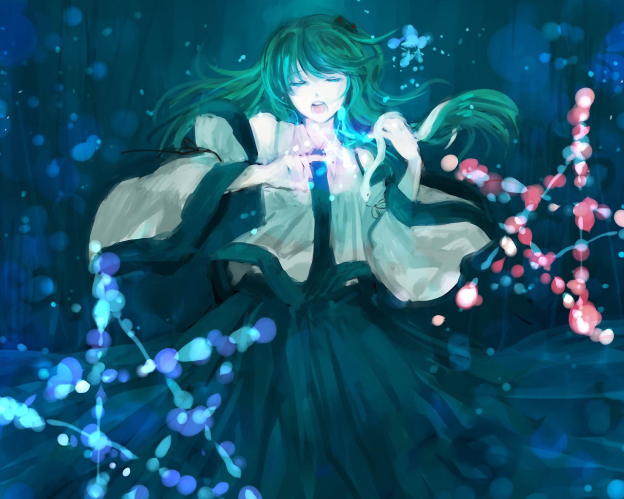 Зеленоволосая ведьма в аниме Touhou Project