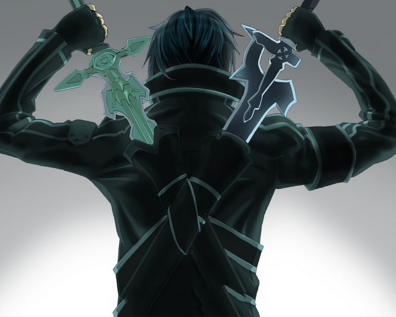 Зеленый и серый меч героя аниме Sword Art Online