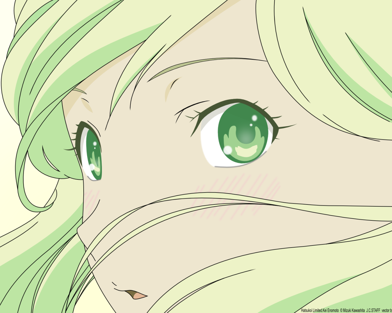 Зеленый рисунок девушки аниме