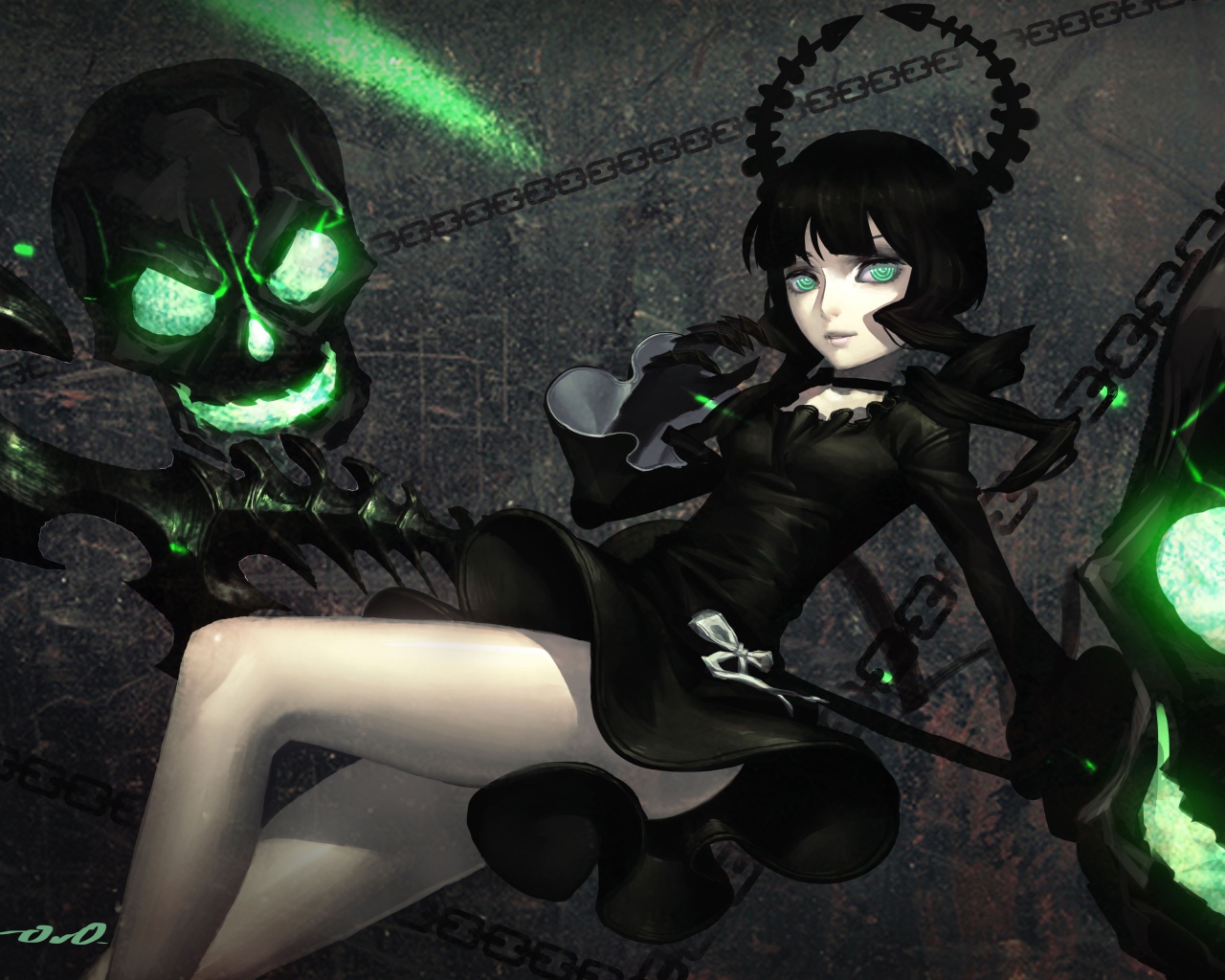 Зеленые черепа в аниме Black Rock Shooter