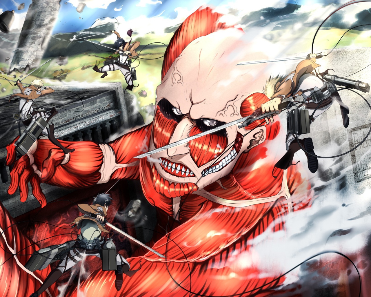 Огромный монстр из аниме Атака Титанов