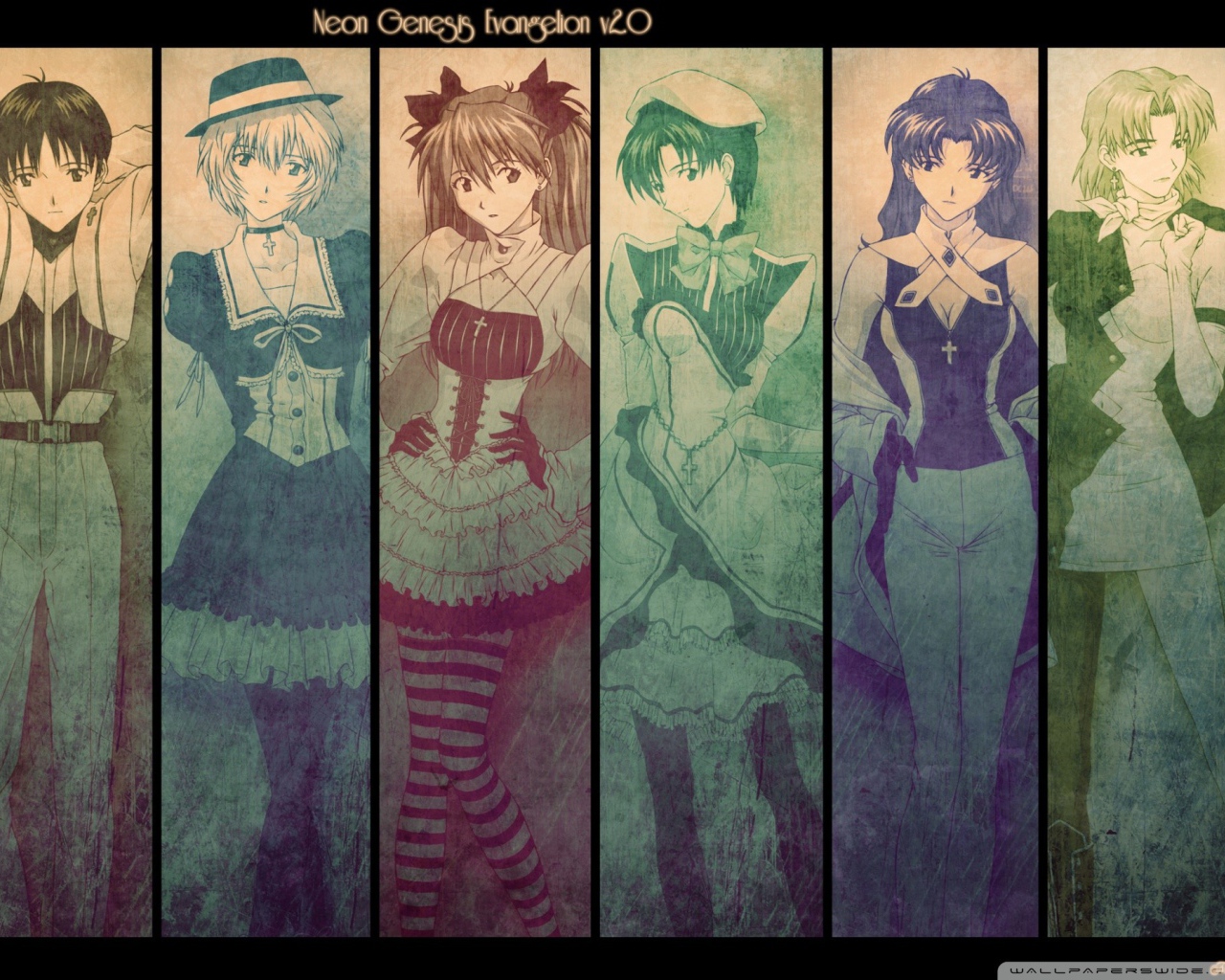 Изображение девушек из аниме Neon Genesis Evangelion