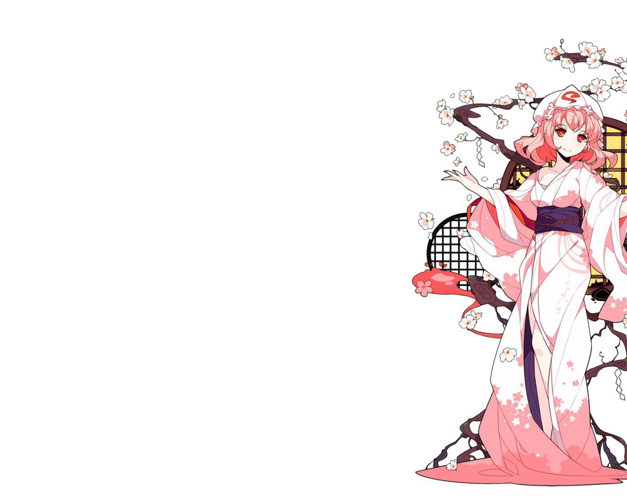 Девушка в японском наряде, аниме Saigyouji Yuyuko