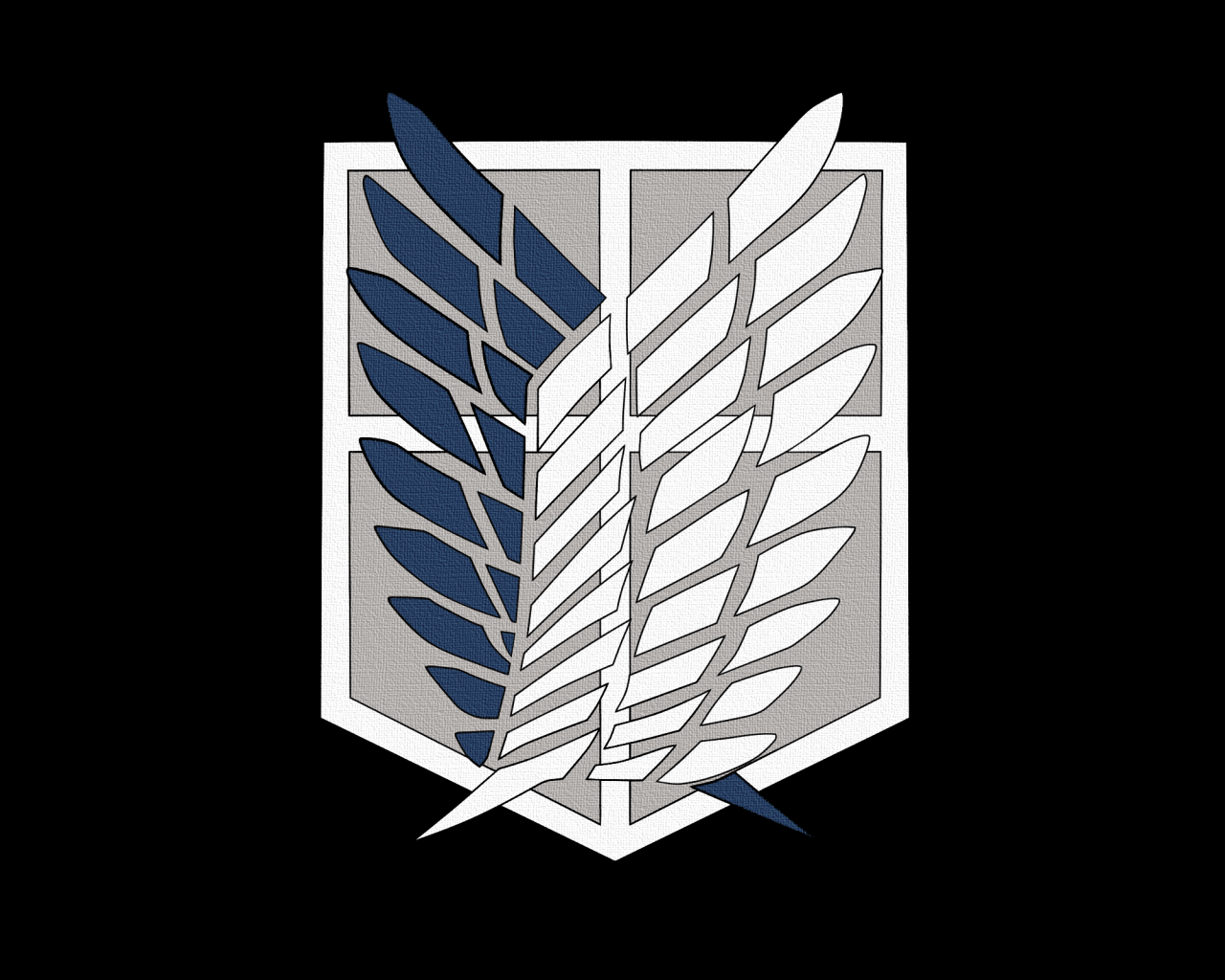 Логотип из аниме Атака Титанов на черном фоне