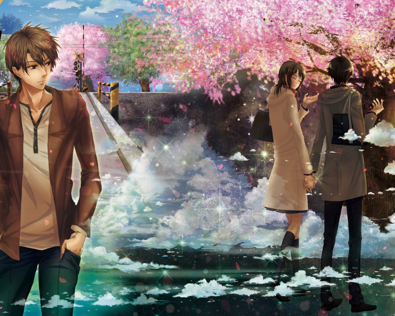 Влюбленные под сакурой в аниме Пять сантиметров в секунду