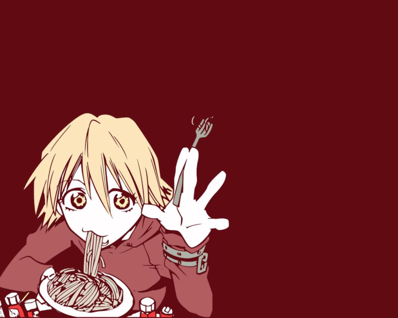 Парень ест макароны в аниме 49 дней