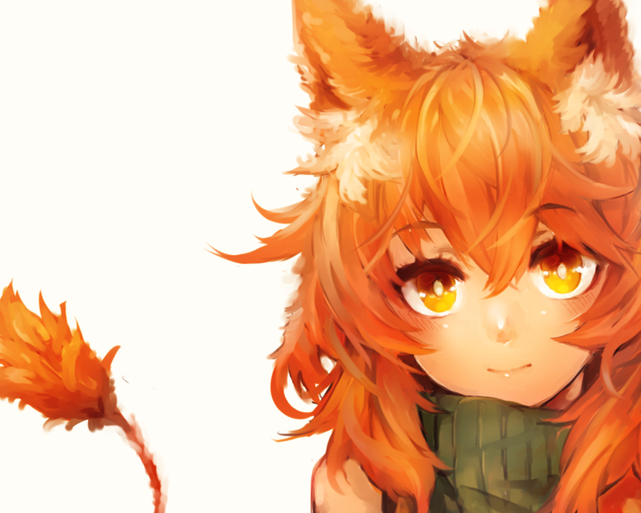 Рыжая девушка кошка из аниме Кэмономими