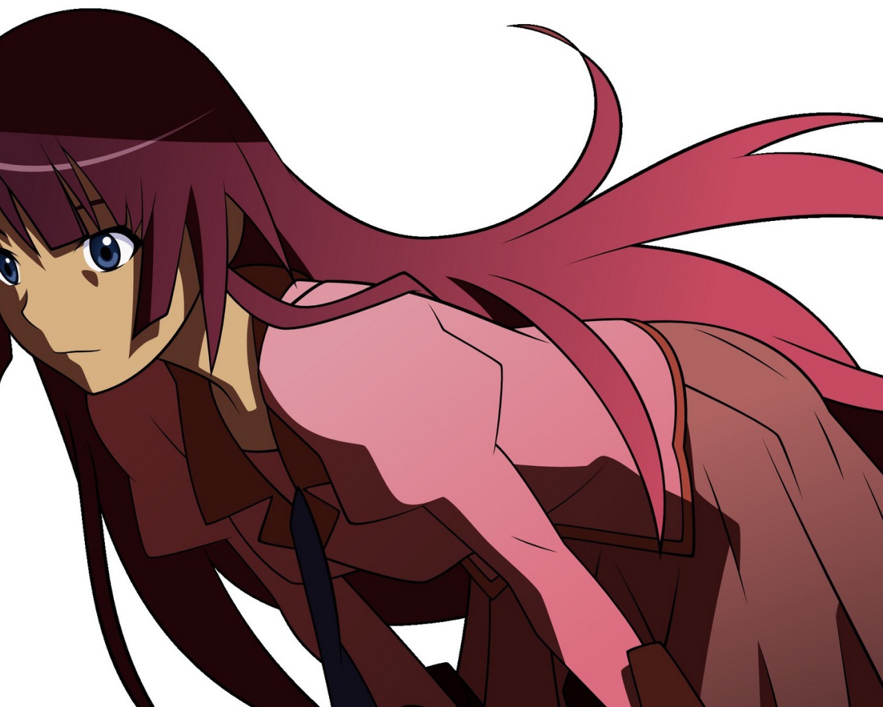 Красноволосая девушка в аниме Monogatari Series