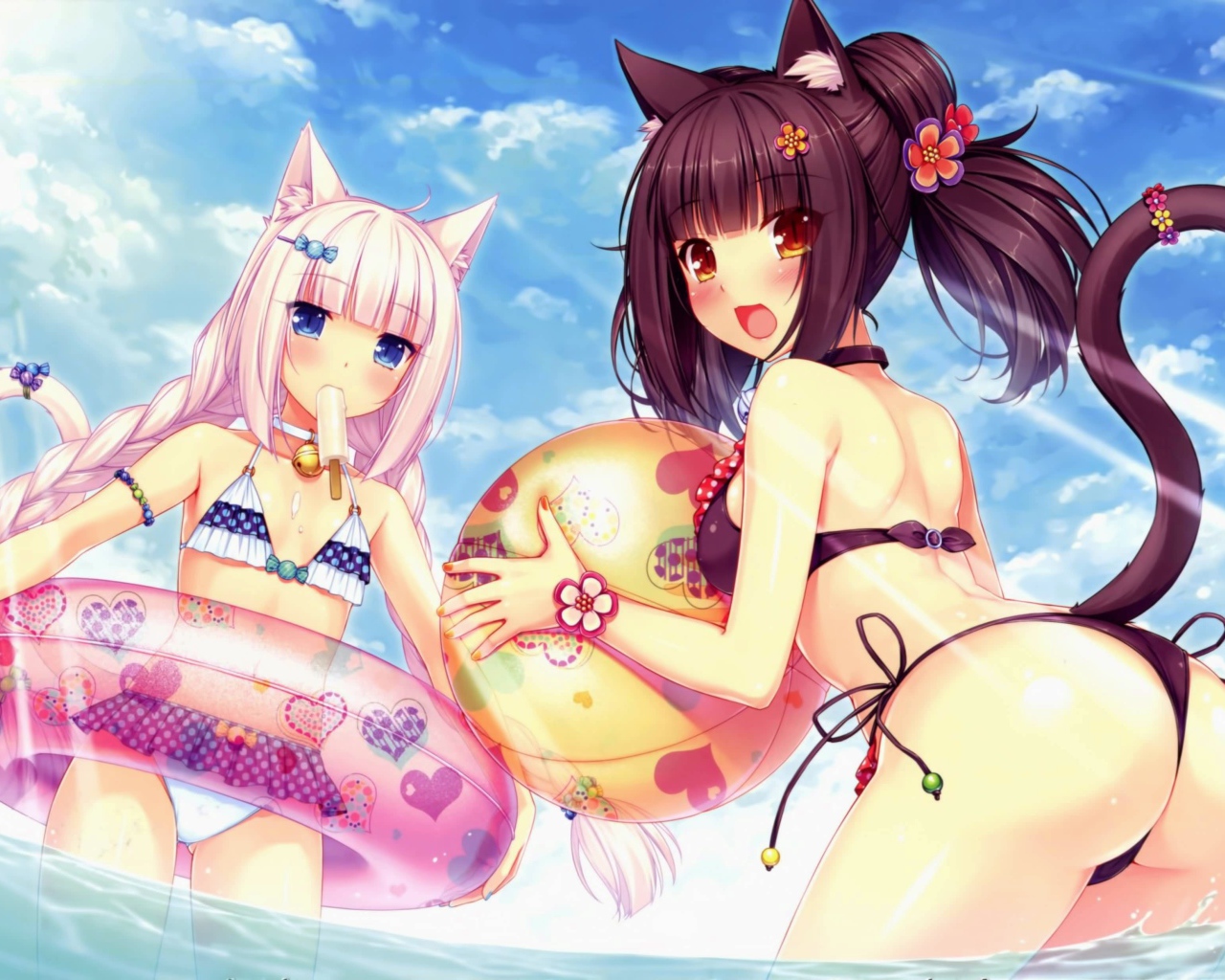 Отдых на пляже, аниме Neko Para