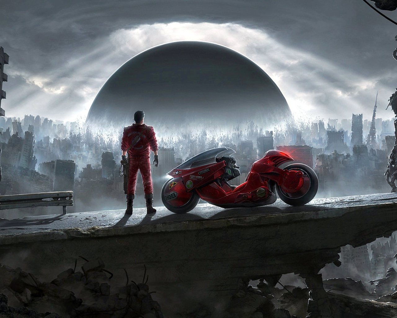 Руины старого города в аниме Акира