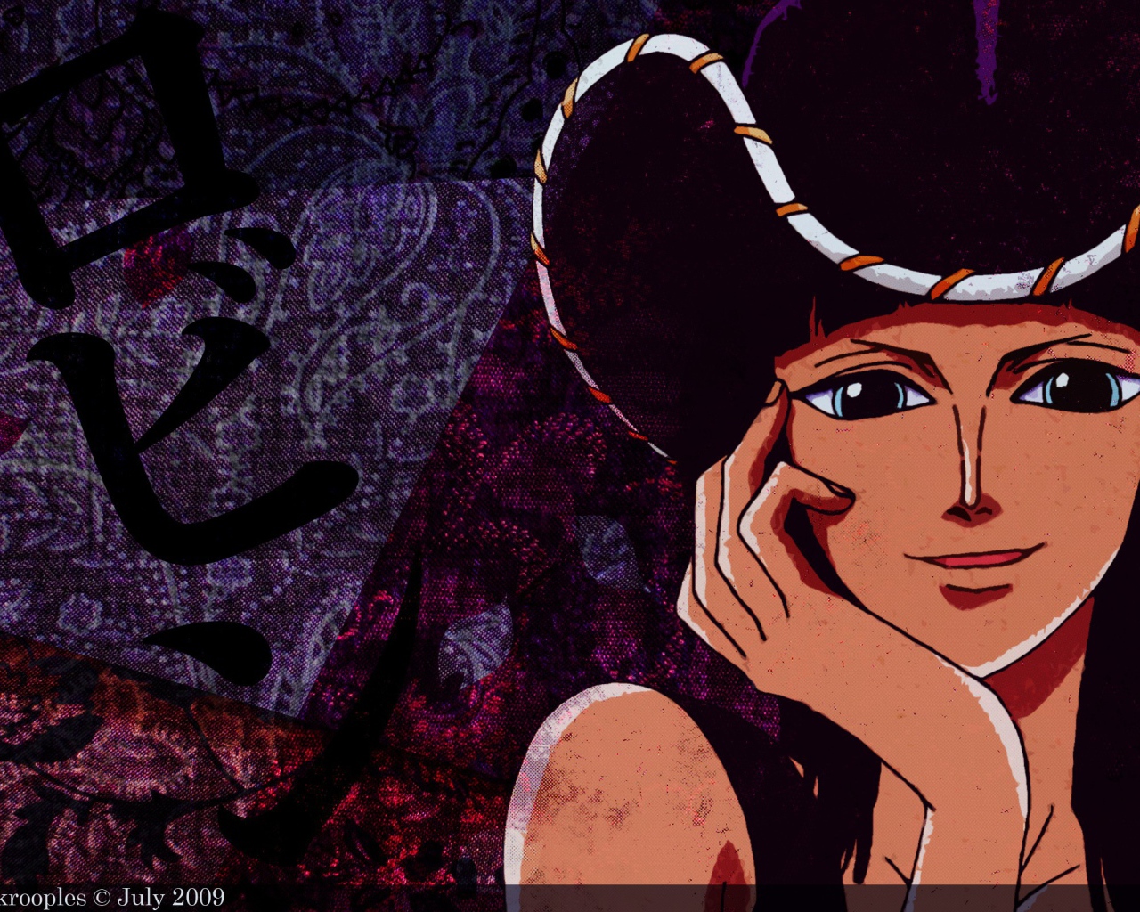 Грустная Нико Робин в шляпе, аниме Большой куш