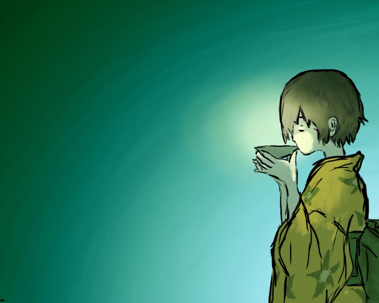 Девушка пьет чай, аниме Мастер Муси