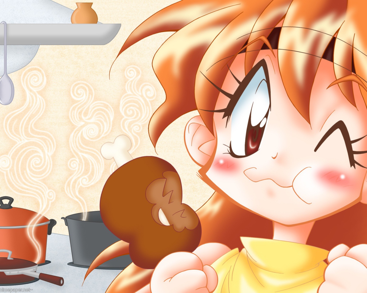 Девушка аниме Рубаки кушает мороженое