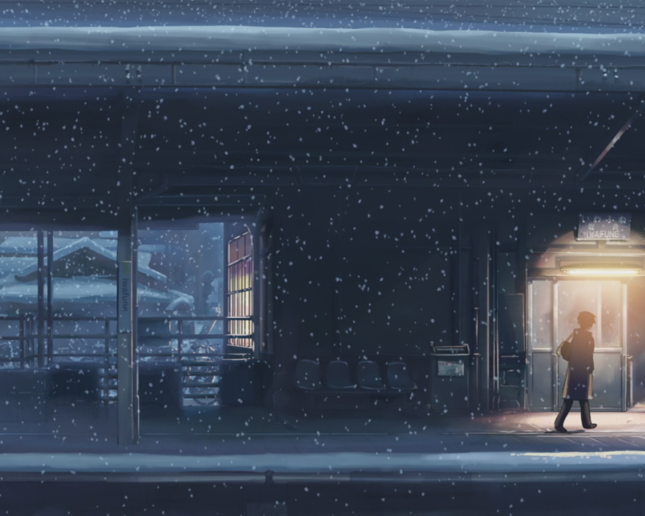 Снегопад в аниме Пять сантиметров в секунду