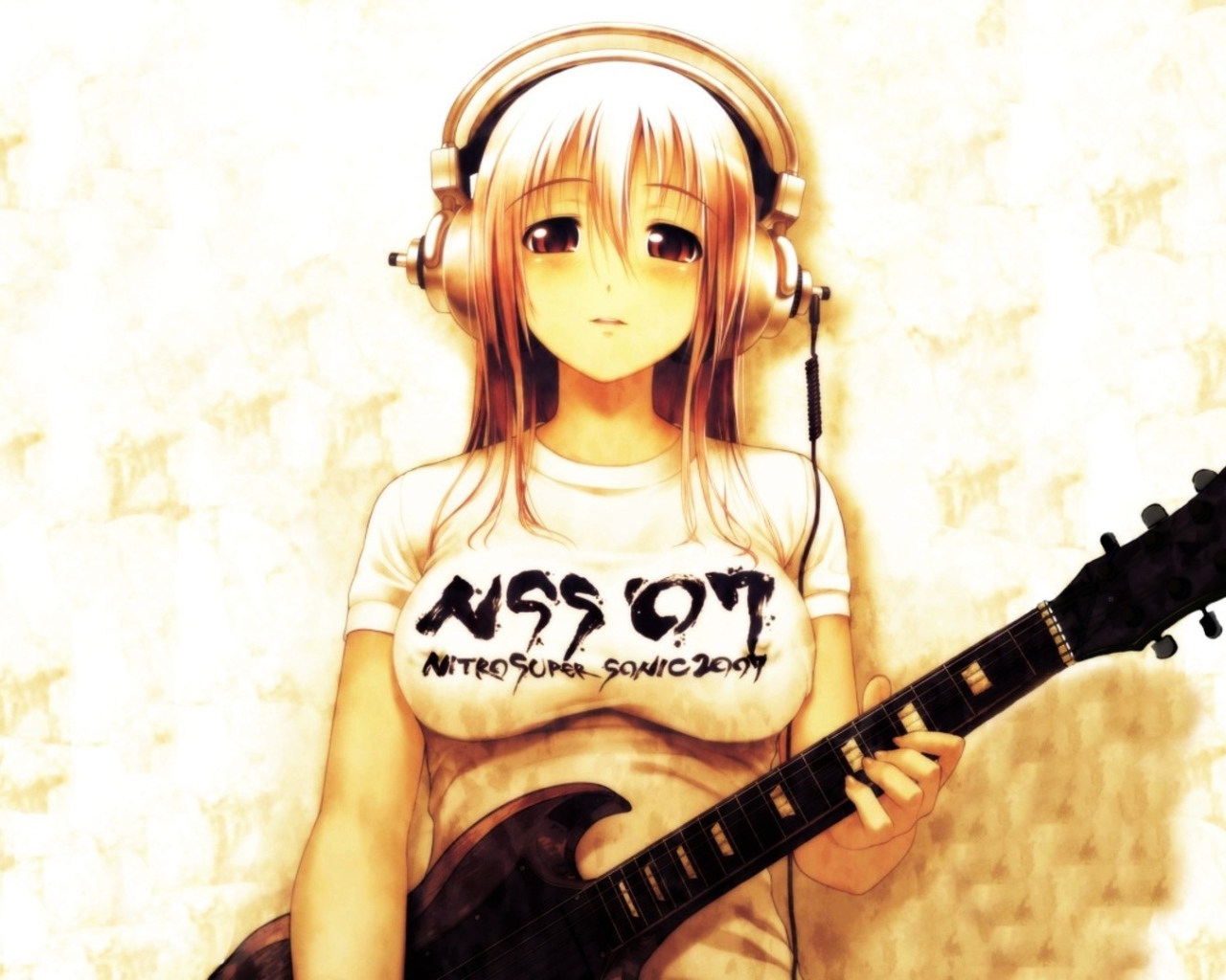 Супер Соника, аниме девушка с гитарой