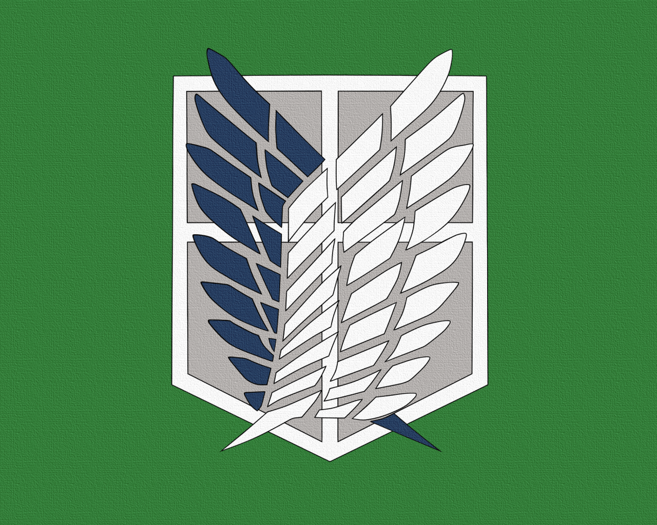 Символ аниме Атака Титанов на зеленом фоне