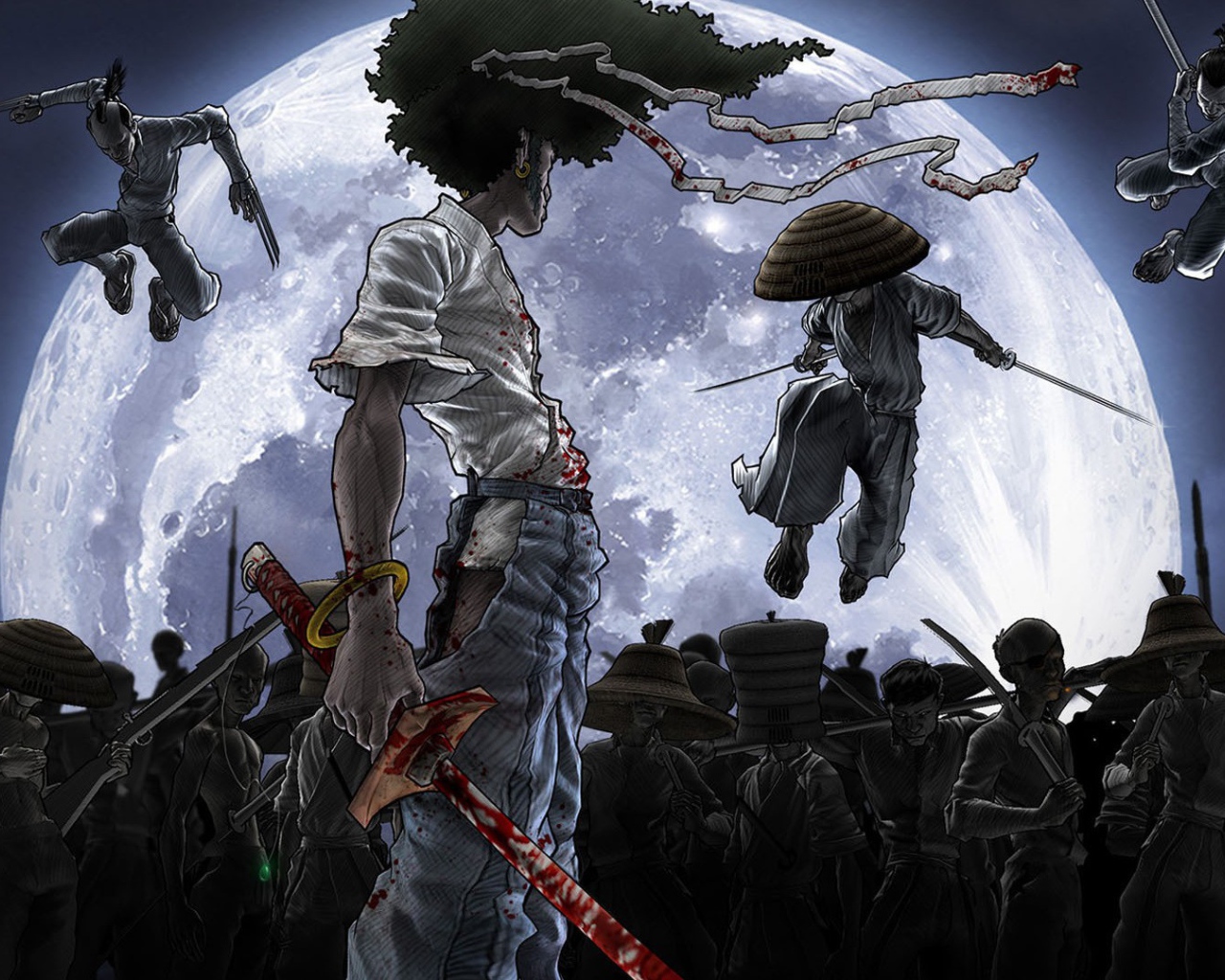 Сражение в аниме Афросамурай