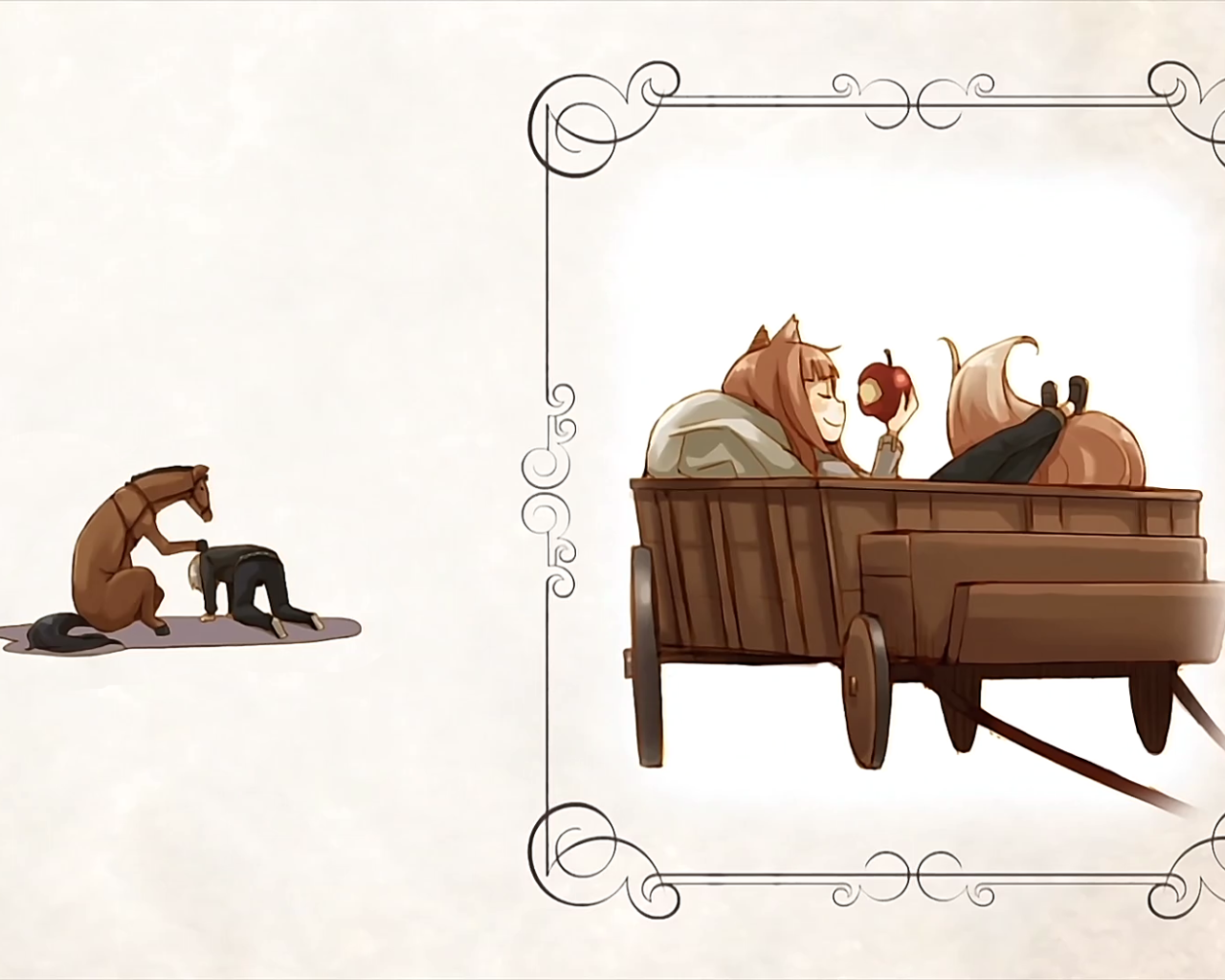 Телега в аниме Волчица и пряности