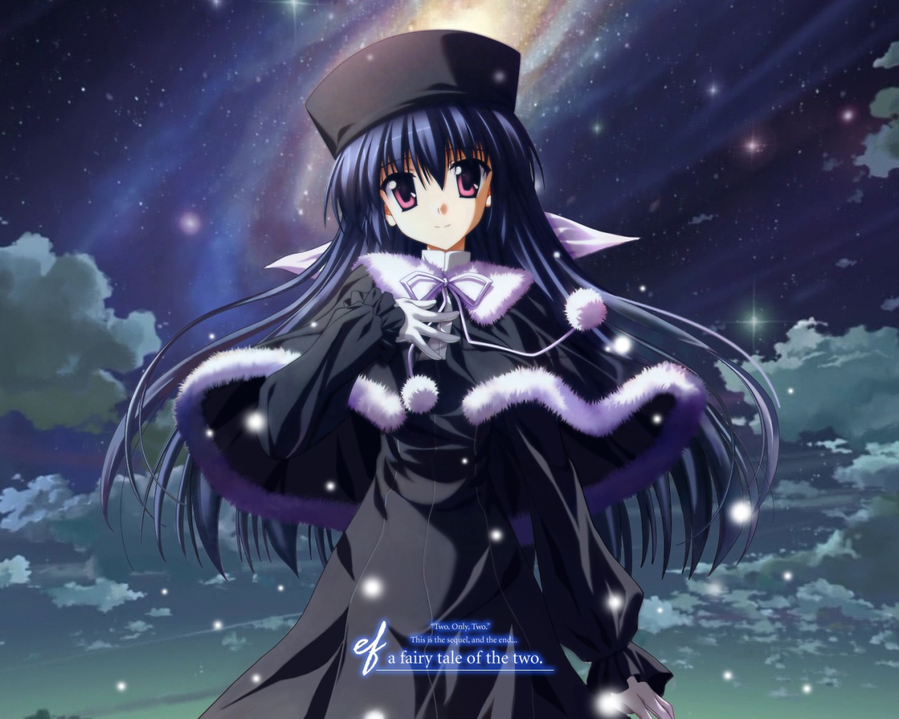 Девушка в черной одежде в аниме Эф - история воспоминаний