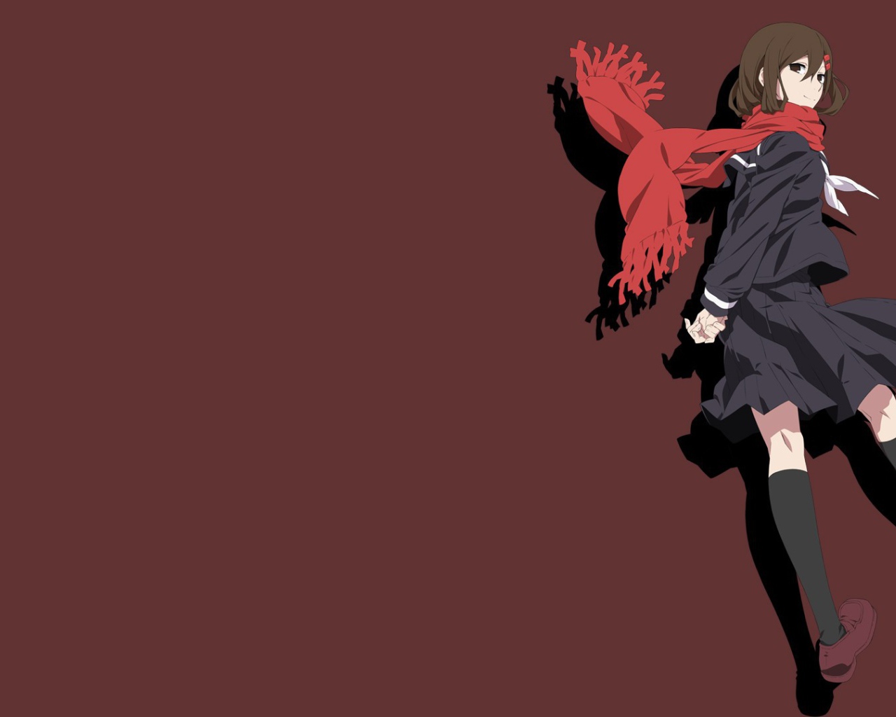 Девушка на коричневом фоне, аниме Kagerou Project