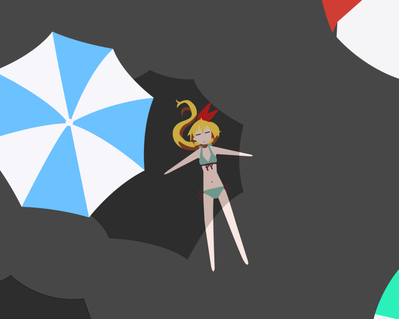 Девушка под зонтом в аниме Притворная любовь