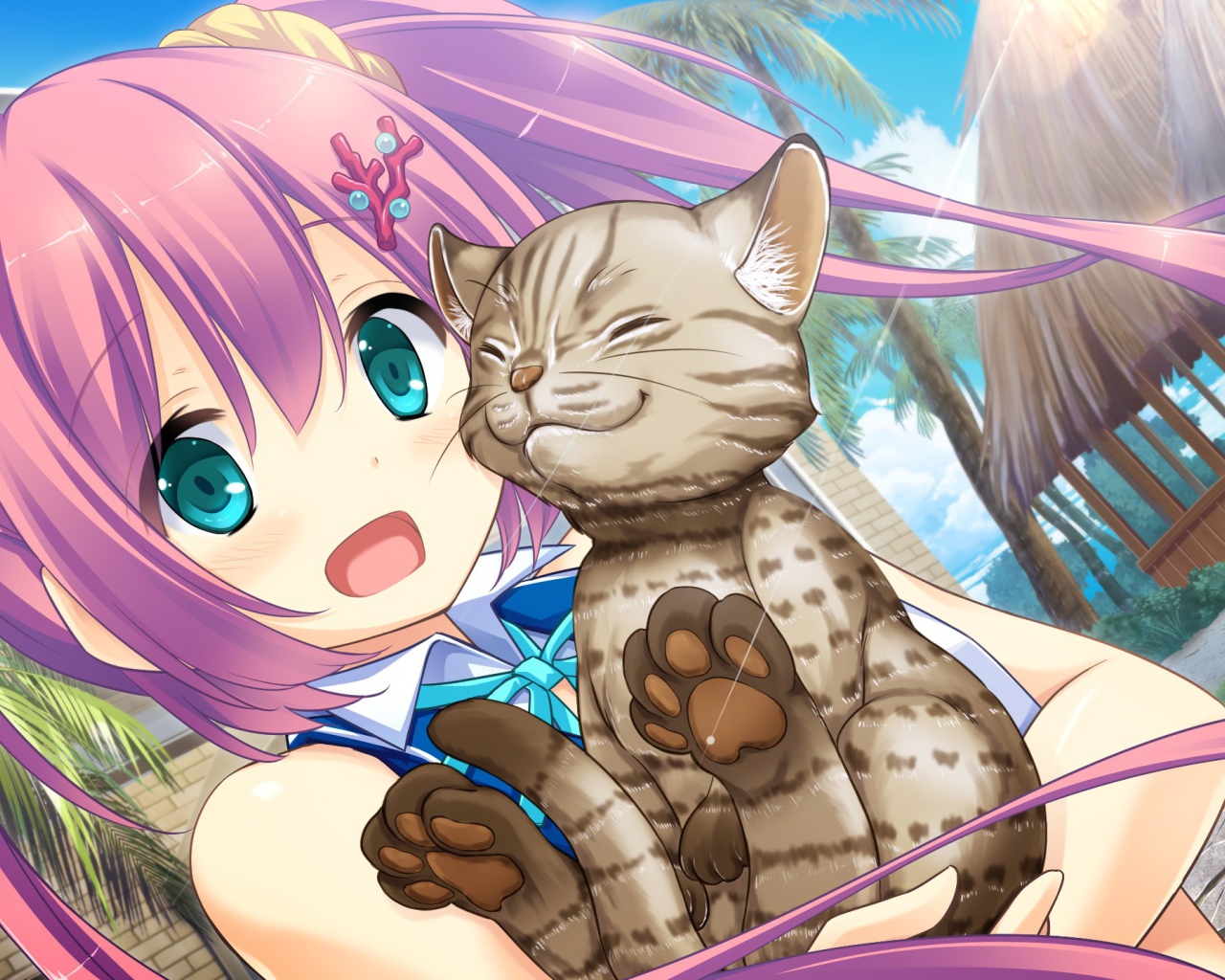 Девушка Шикуми Шанго с котом, аниме