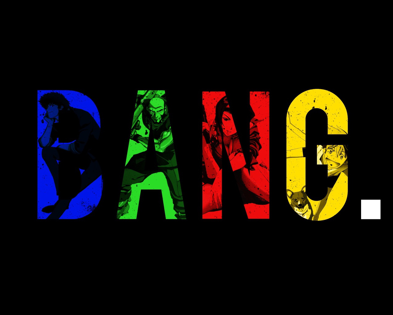 Надпись на черном фоне, аниме Ковбой Бибоп