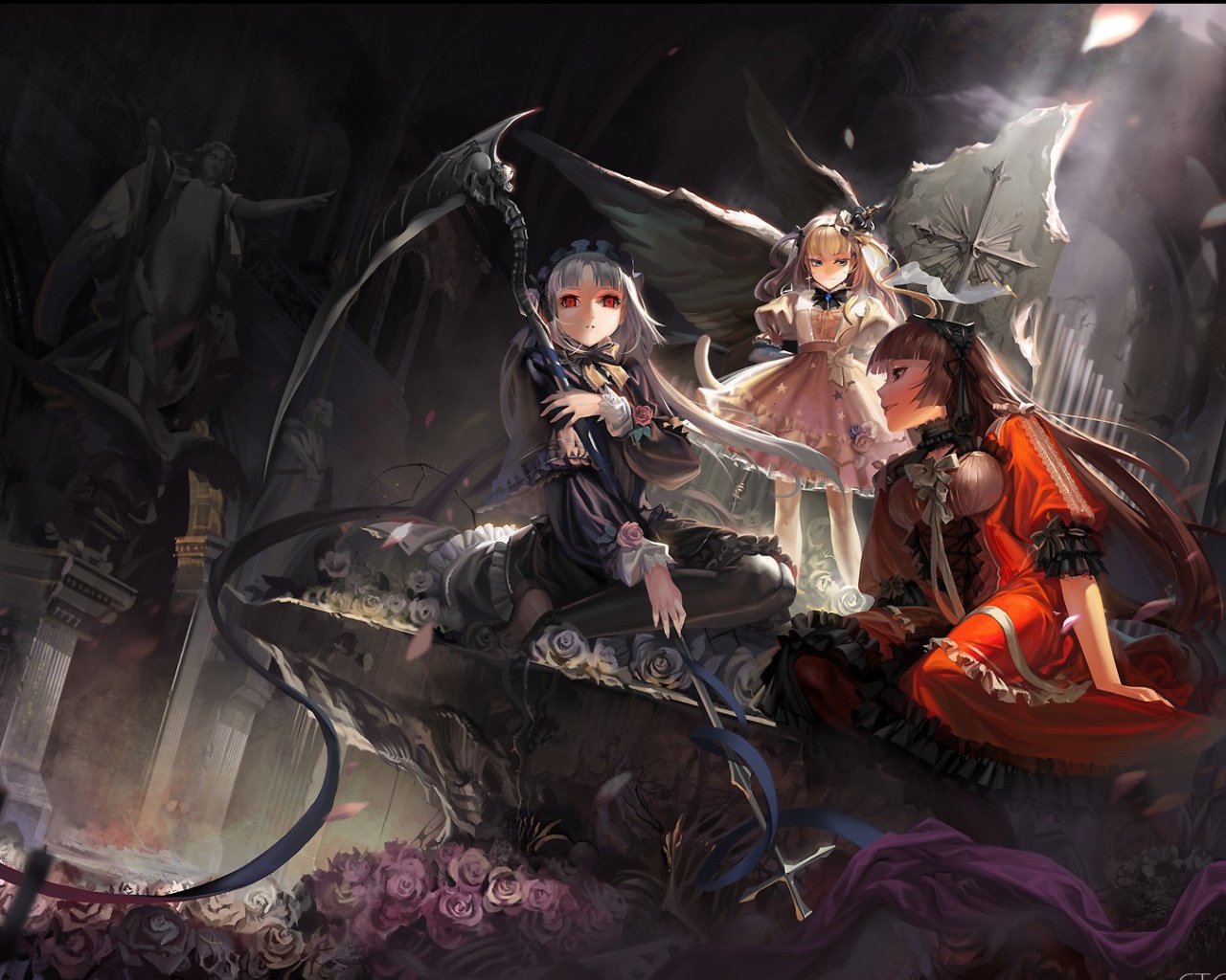 Три девушки подруги аниме